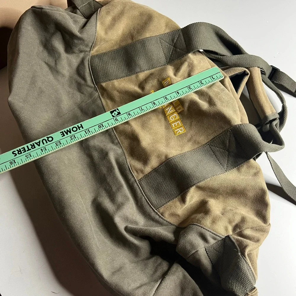 LL Bean Canvas Duffle Bag Khaki Olive Green‎ World Hunger Relief Travel Gym Bag